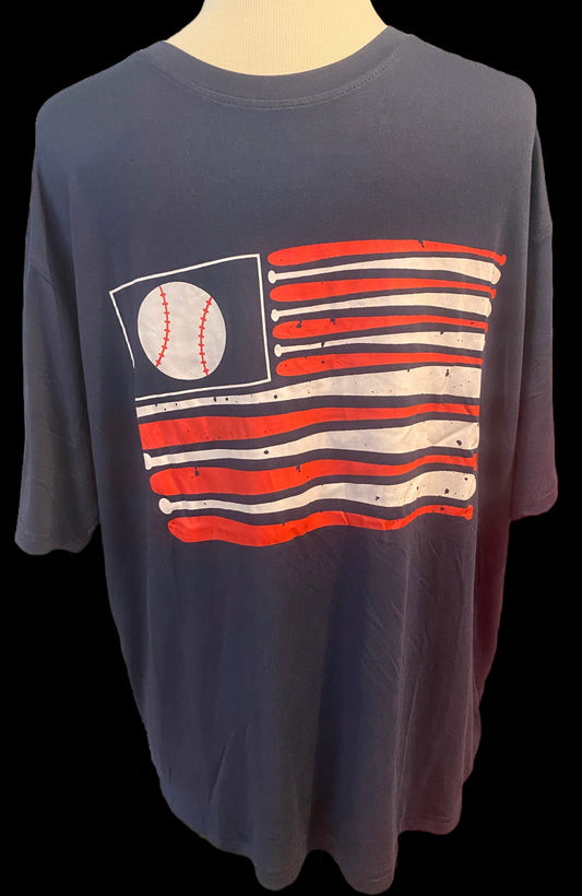 Navy Baseball Bat Flag T-Shirt