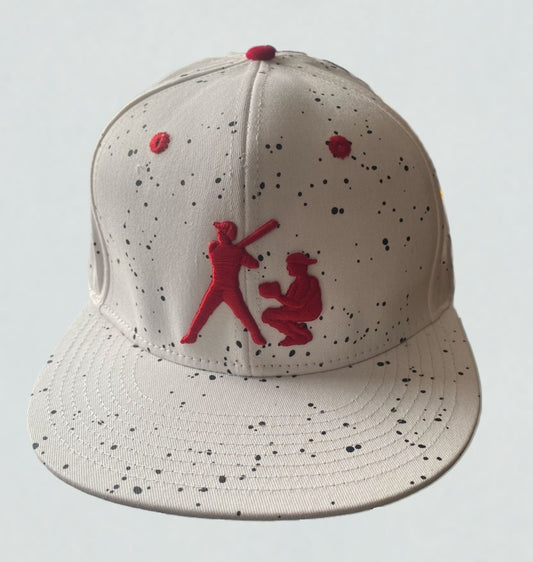 White/Red Splatter 3D Baseball Cap