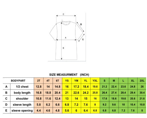 Dri fit t clearance shirt size chart